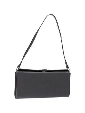 Salvatore Ferragamo Gancini Shoulder Bag Leather Gray Silver